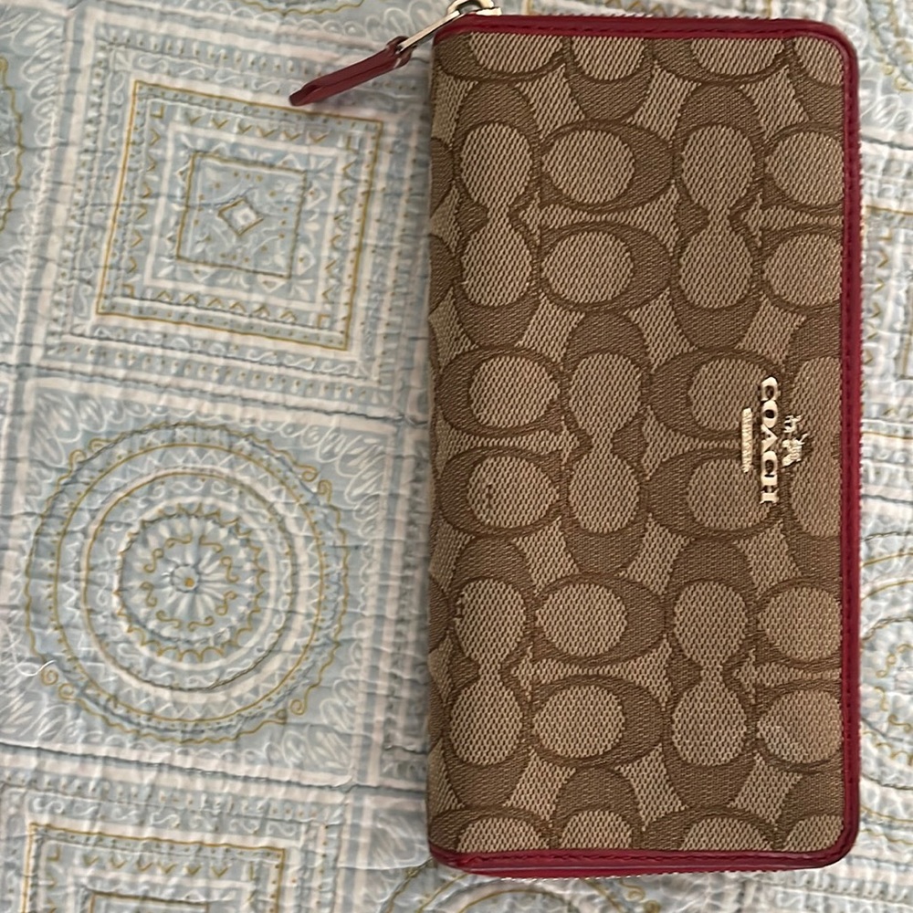 Coach Red Zippered Wallet